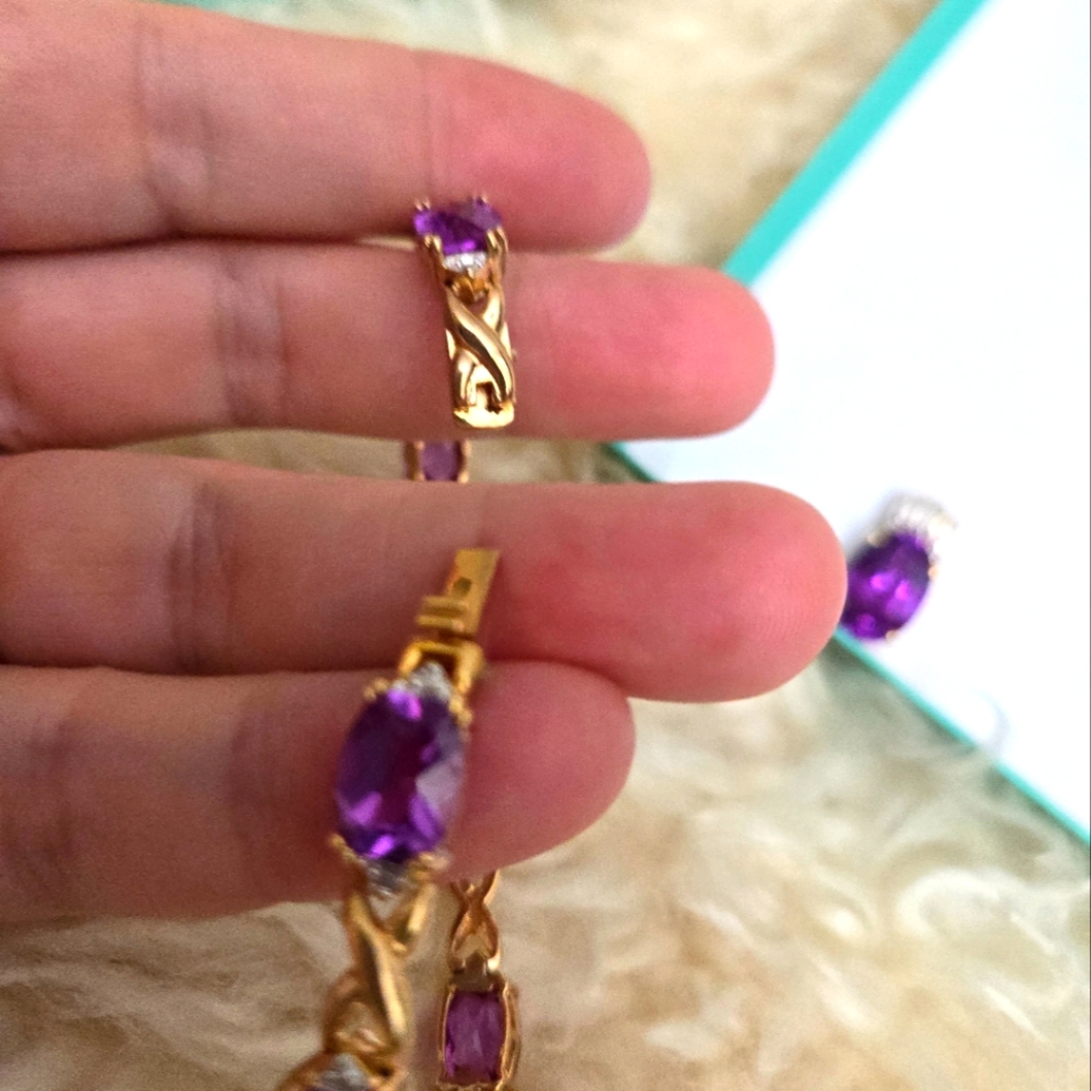 Purple gems bracelet 💜 and pendant gold tone - Picture 5 of 5